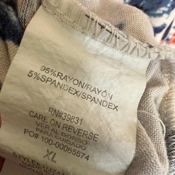 Cream Blue Pink Size XL Rewind Y2K Smocked Off The Shoulder Floral Print Top - Picture 4 of 7